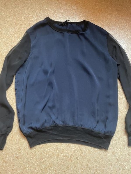 Women French Connection Shirt Navy Chiffon 40-42