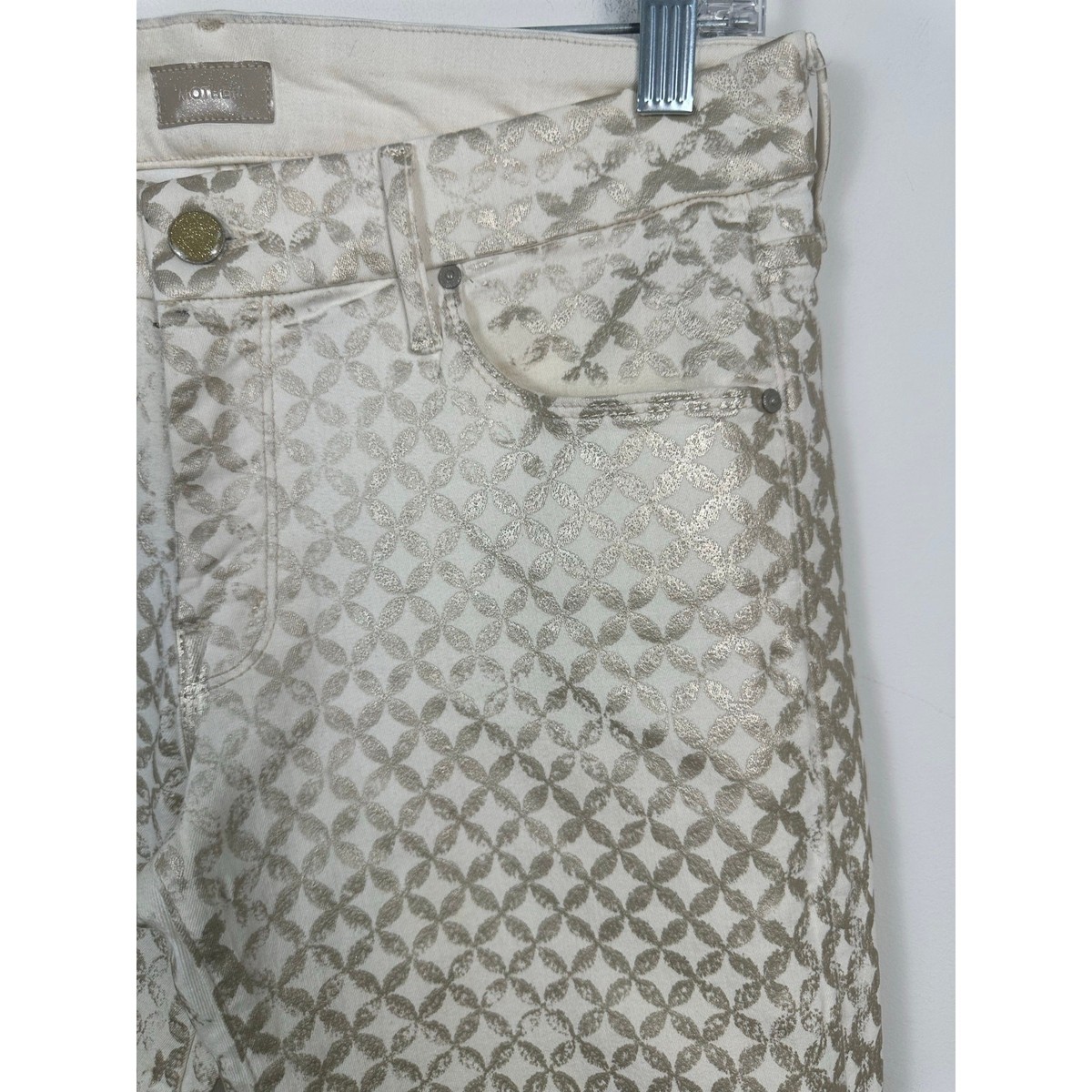 MOTHER The Looker Creme De Love Gold Foil Jeans Size 30 Gold Creme GUC View 3