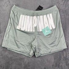 Nike Air Jordan Shorts Men 4XL Mesh Gray Jade Smoke Basketball Jumpman Spell Out