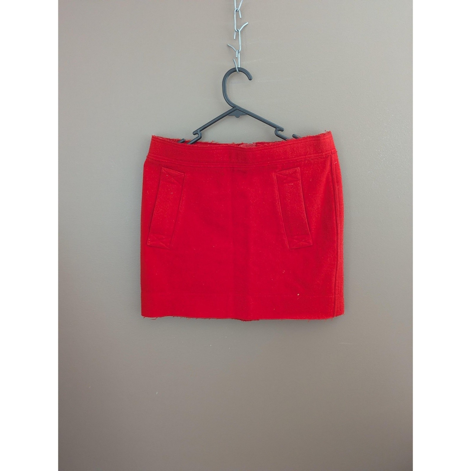 Burberry Brit Skirt Womens Small Red Wool Cashmere Mini Zip Back Pockets