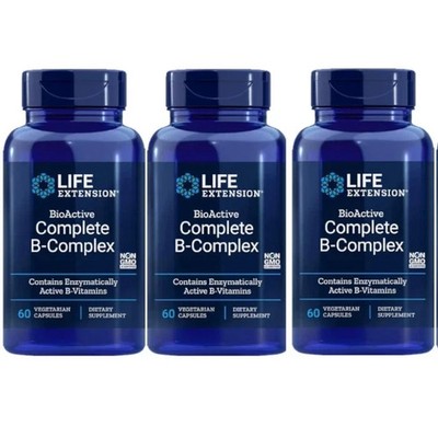 Life Extension BioActive Complete B-Complex 60 vcaps Each (Pack of 3)