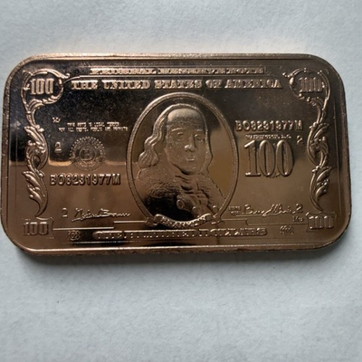 #ad #ad 1 oz. $100 Dollar Benjamin Franklin .999 fine copper bar American Eagle Coin Bar $5.99