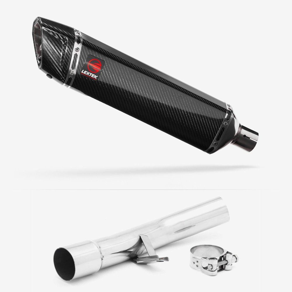 Lextek SP7C Gloss Carbon Fibre Exhaust 400mm with Link Pipe