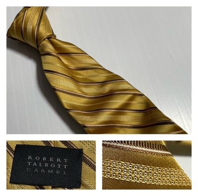 ROBERT TALBOTT Carmel Brilliant Gold Stripe Silk Tie USA Hand Sewn