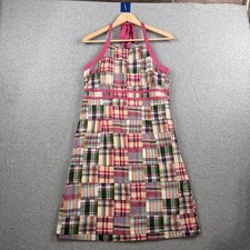 VTG Personal Identity Dress Womens Large Pink Madras Plaid Patchwork Halter Y2K
