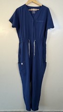 WonderWink Renew Medical Scrub Jumpsuit Women s L Navy Blue Short Sleeve