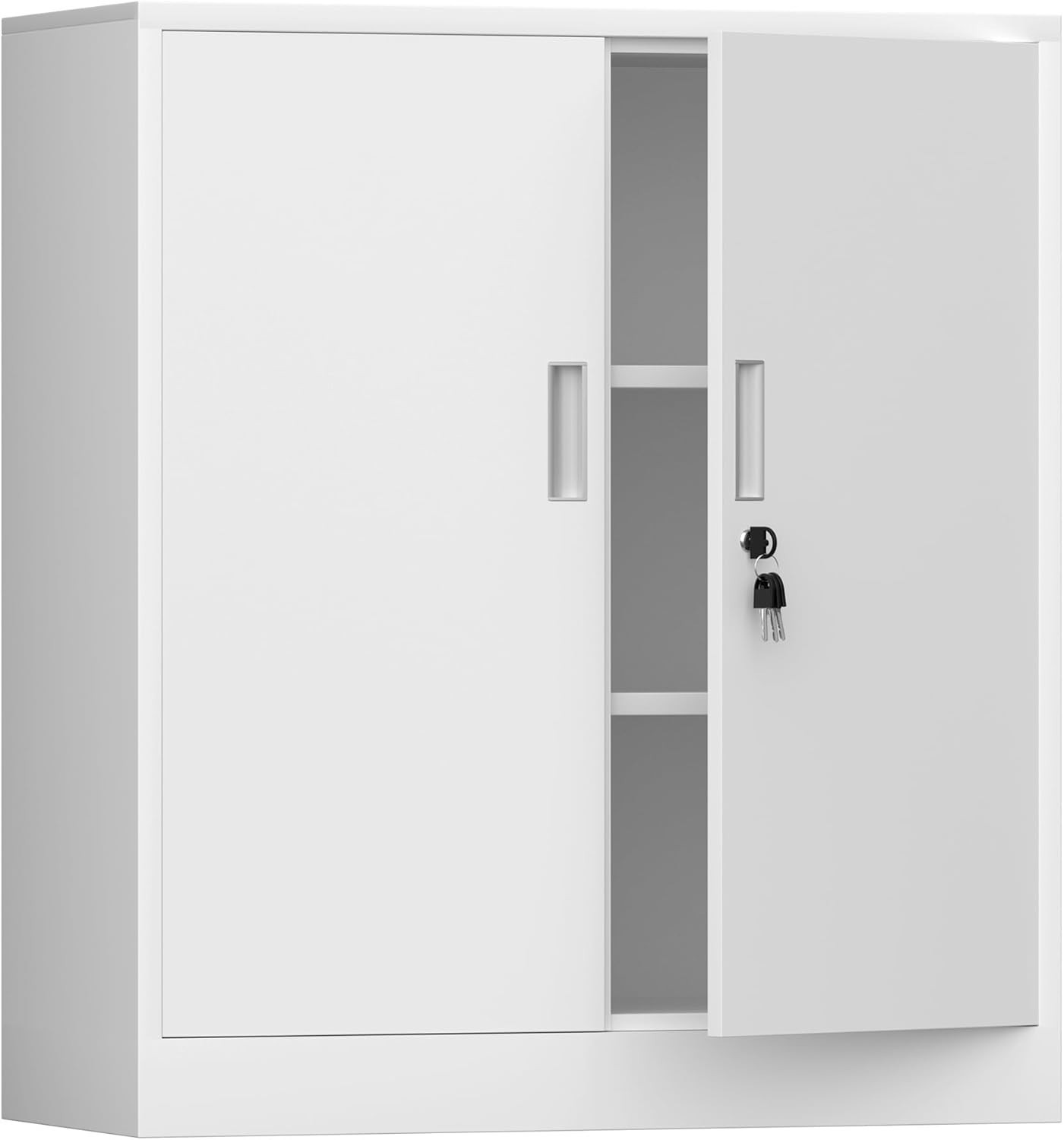 Armoire de rangement métal à clés avec 2 étagères réglables H90cm noir