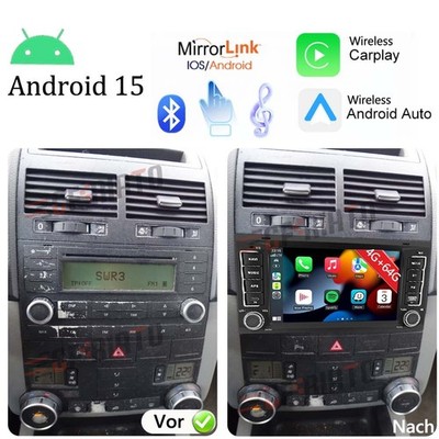 4G+64G Für VW Touareg 2003-2009 Android 15 Autoradio Carplay GPS RDS Navi USB-C