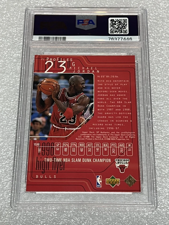 1997 SP Authentic Michael Jordan Profiles HOLO #P1 PSA 8 - Image 2 of 2