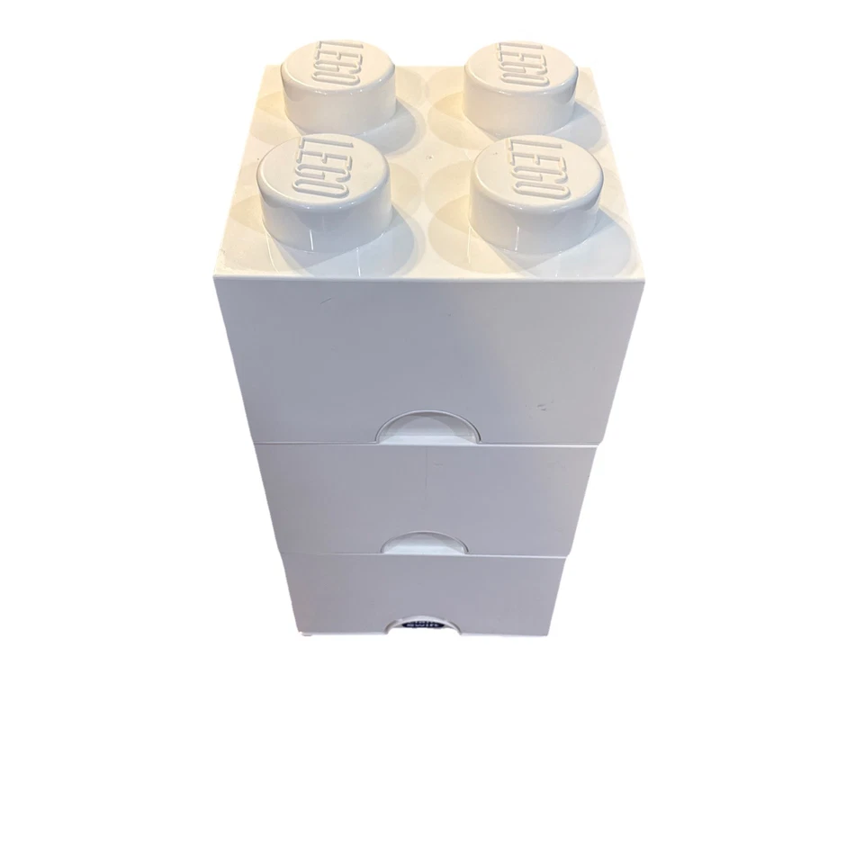 Juego de 3 ladrillos de almacenamiento LEGO blancos de 4 tacos llenos de bloques LEGO lote suelto a granel Foto 4 de 4