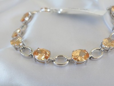 Ross Simons Sterling Silver 925 Gemstone Tennis Station Bracelet Fits 7''