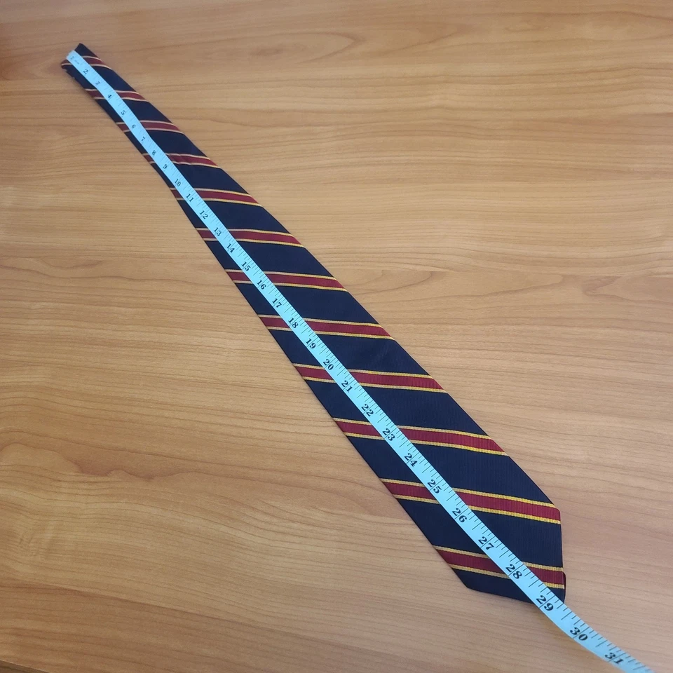 Corbata de seda a rayas BROOKS BROTHERS azul rojo dorado 58" x 3,25" hecha en EE. UU. De colección Foto 3 de 4