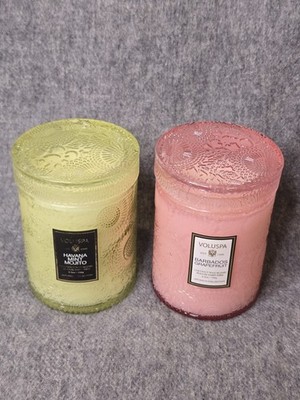 Pair Voluspa Japonica Collection 5.5 Oz Candles Glass Jars Glass Lids Unburned