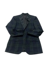 J Crew Ludlow Dinner Jacket 38S Green Tartan Plaid Wool Tuxedo Blazer Smoking