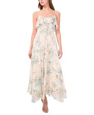 Parker Haiden Floral Ruffle Maxi Dress Women's 2 Robins Egg Ruffled Zip Closure