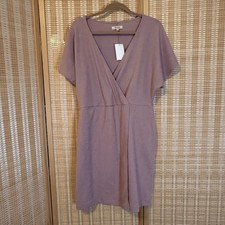Madewell Womens XL Cross Front Dress Faded Mauve Office Party Preppy Minimalist