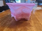 Fenton Rosalene Pink Embossed Milk Glass Six Sided Bowl Footed Marked