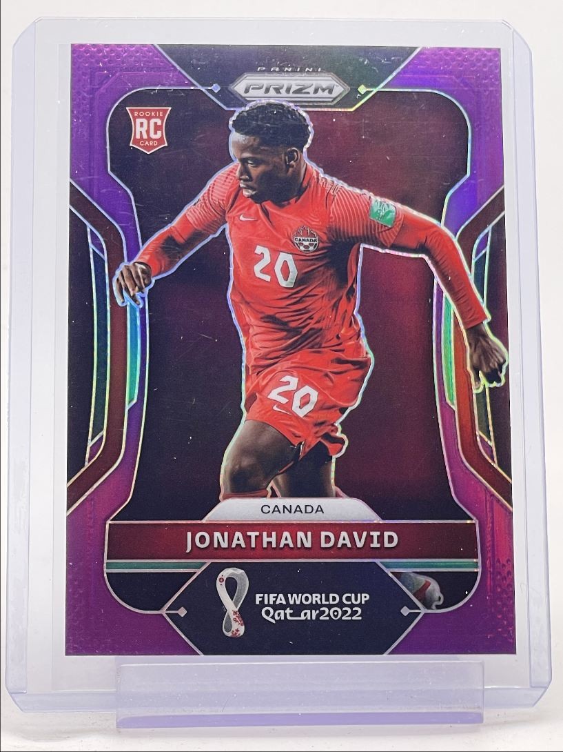 JONATHAN DAVID 2022 PRIZM FIFA WORLD CUP ROOKIE PURPLE RC /199 Q3249