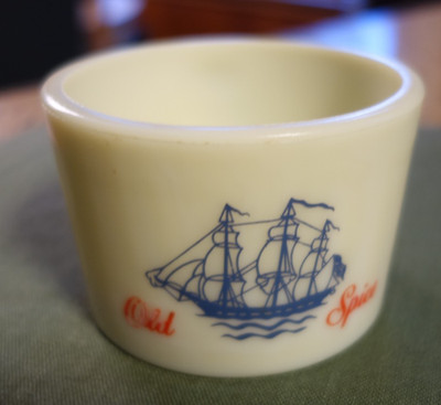 Vintage Shulton Old Spice Glass Shaving Soap Mug Cup Clipper Ship (embossed 2)