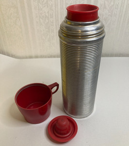 Vintage Thermos #2284 – All-Metal Collar – with Stopper & Cup (Cup Cracked)
