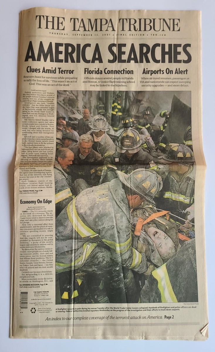 Tampa Tribune 9/11 Coverage September 13 2001 | eBay