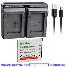 Kastar Battery Dual Charger for Casio NP-60 BC-60 Casio Exilim EX-Z29 Camera