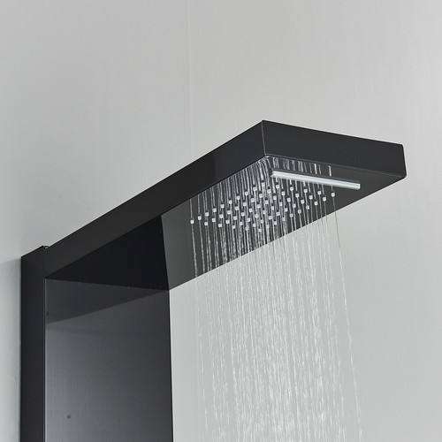 Black Shower Panel Tower System w/ Message Jets Tub Spout Handheld Shower Head - Picture 7 of 12