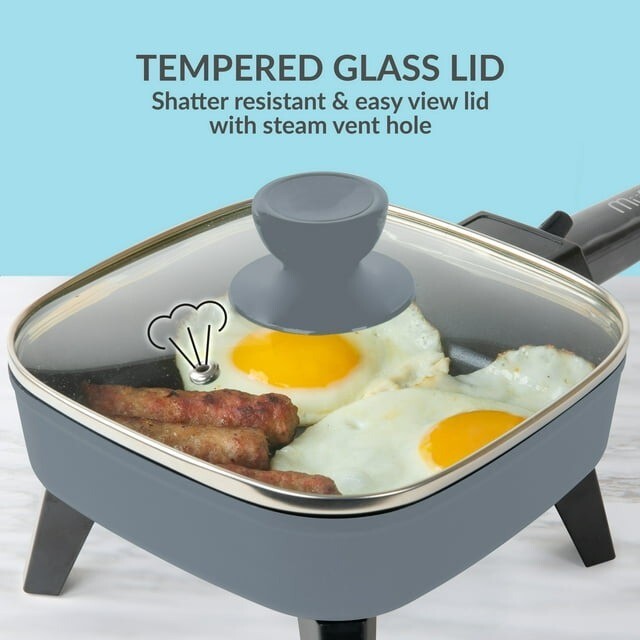 Electric Frying Pan With Glass Lid Cooking Skillet Fry Pan Small Mini