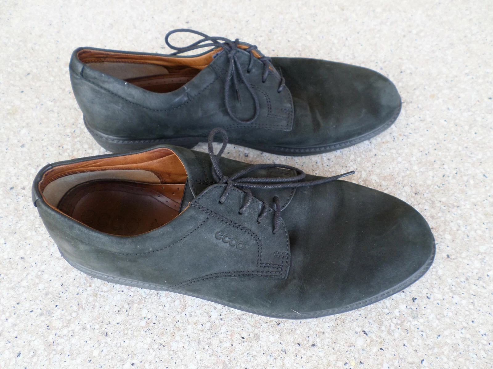 ECCO black nubuck leather round toe oxfords Men's 12 (eur 46)