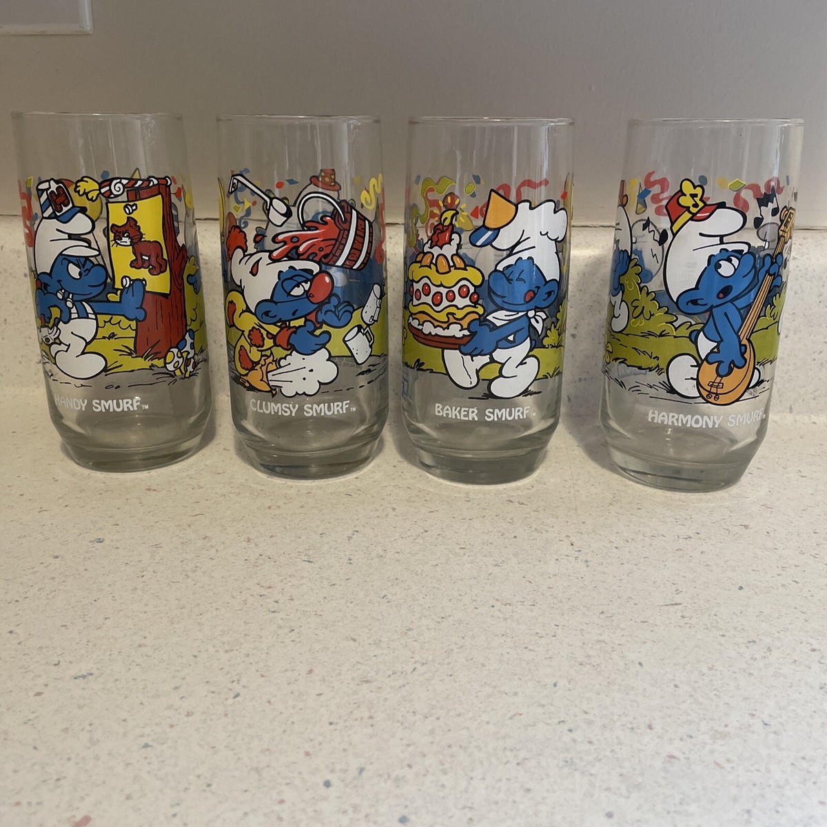 RARE Set of 4 Smurf Glasses 1983 Vintage Collectible | eBay