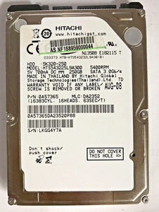 250 GB SATA NOTEBOOK FESTPLATTE HITACHI HTS543225L9A300 5400RPM 2,5 ZOLL #NFP623