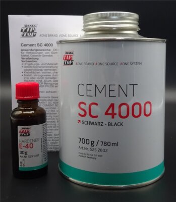 700g Cement SC 4000 schwarz 30g Härter E-40 Neopren Gummikleber Set TIP TOP