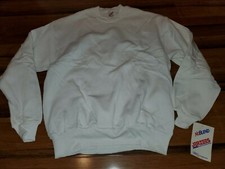 VTG 90s JERZEES White blank solid crewneck sweatshirt L NWT USA MADE