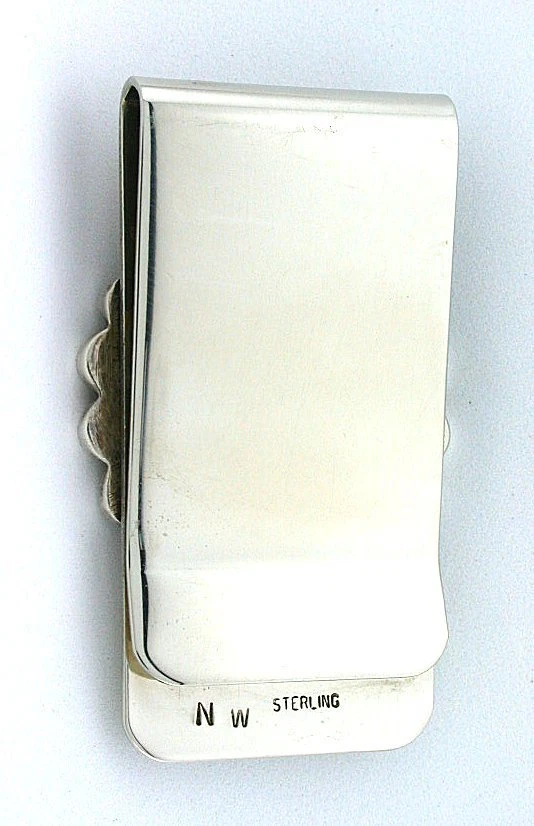 Clip para dinero de plata esterlina cara de sol indio americano navajo nativo nativo de 2 x 1/5 pulgadas Foto 2 de 3