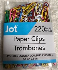 220 PAPER CLIPS ASSORTED COLORS - VINYL COATED - 28mm - Brand New