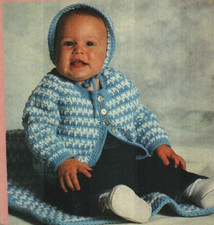 BLUE AND WHITE SET PINK BLANKET SET BABY SWEATERS CROCHET PATTERN INSTRUCTIONS