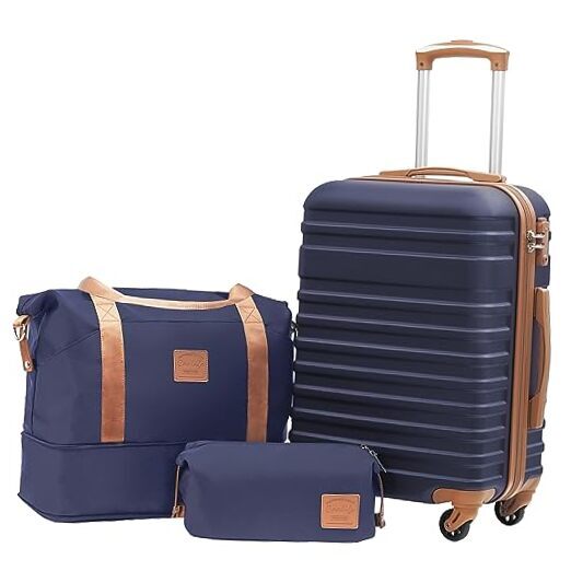 3-Piece Hardside Luggage Set with Carry-On in Navy (DB/TB/20)-image