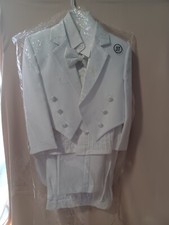 Boys Baptism Tuxedo Suit Virgin Mary Embroidered 5 Pc White Suit 3T IOP