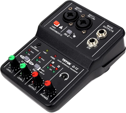 Digitaler Mixer, Q-12 Professioneller Soundmixer mit Monitor E-Gitarre 