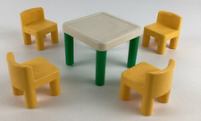 Little Tikes Dollhouse Furniture Dining Kitchen Table Chairs Vintage 80s Toy Lot