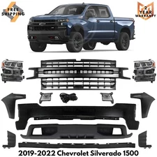 Front Bumper Paintable & Grille Kit For 2019-2022 Chevrolet Silverado 1500