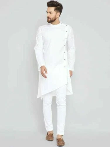 Indian Traditional Bollywood Solid White Kurta Pajama Men s Ethnic Wear Kurta