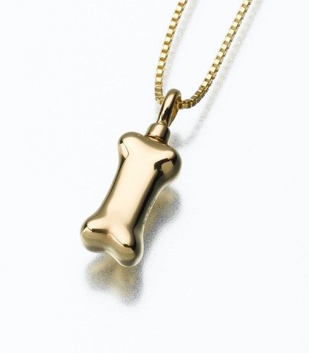 Gold Vermeil Dog Bone Memorial Jewelry Pendant Funeral Cremation Urn - Picture 2 of 2
