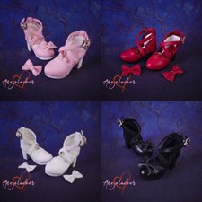1/4 1/3 BJD High Heels Shoes Cross Straps  Lace Edge  Bow Red/Pink/White/Black