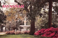 Azalea Time & Color At Forsyth Park Savannah Georgia Vtg 6X4 Postcard CP440