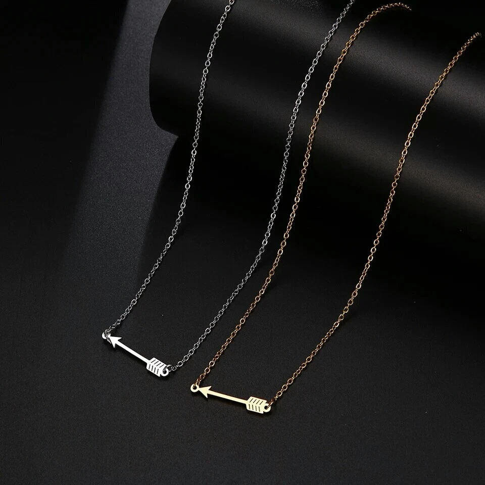 925 Sterling Silver Necklace For Women Lucky Love Arrow Pendant Choker Necklace - Image 3 of 4