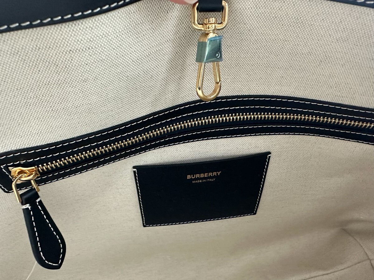 Burberry TB Monogram Motif Tote Leather Medium Black | eBay