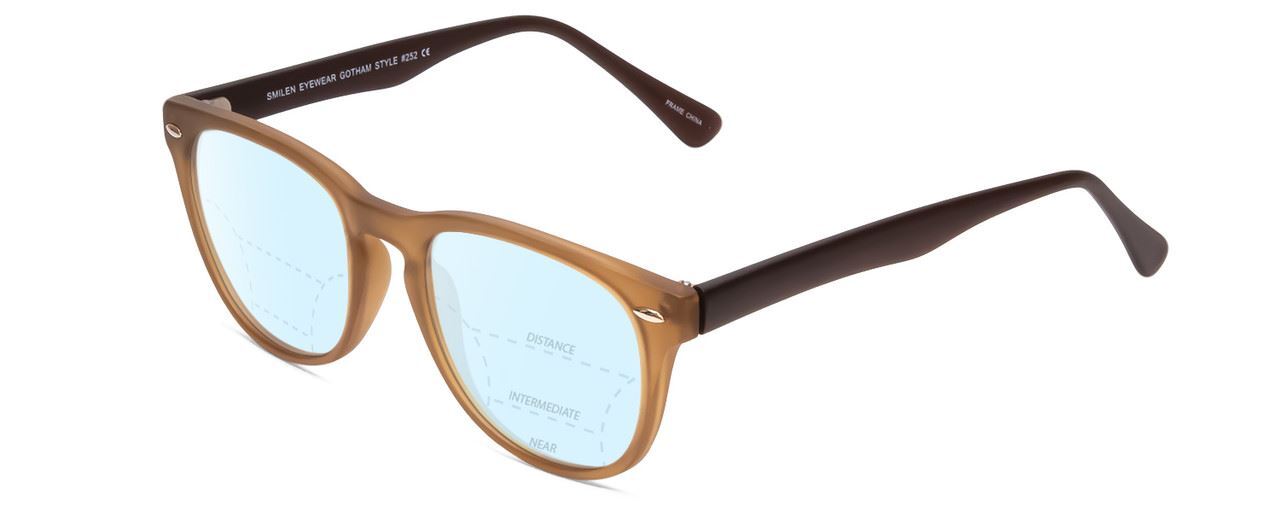 Gotham 252 Unisex Round Blue Light Blocking Glasses Matte Brown 52mm