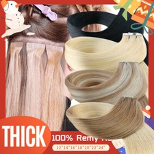 Straight Tape In Remy Skin Weft 100 Human Hair Extensions THICK Full Head Brown