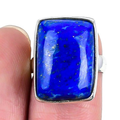 Natürlicher Lapislazuli massiv Silber Hochzeit Valentinstag Statement Ring Schmuck US 6